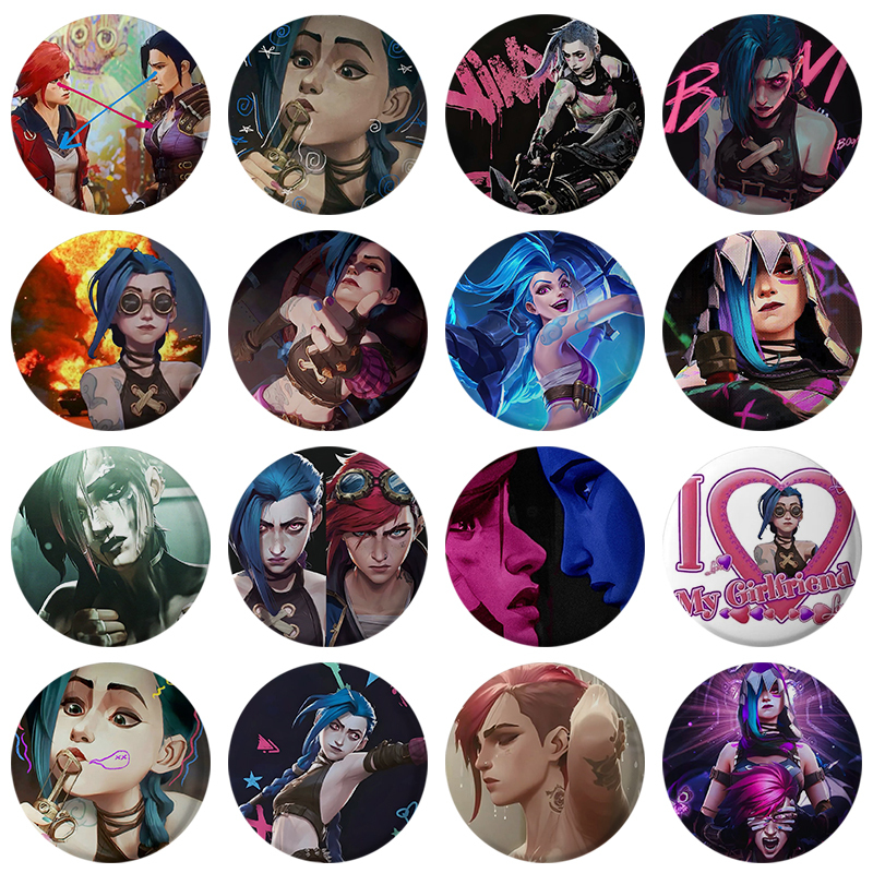 58mm Hot Arcane Jinx Soft Button Pins Runaway Loli Brooch Badge Bag Accessories Gamer Collect Friends Gifts