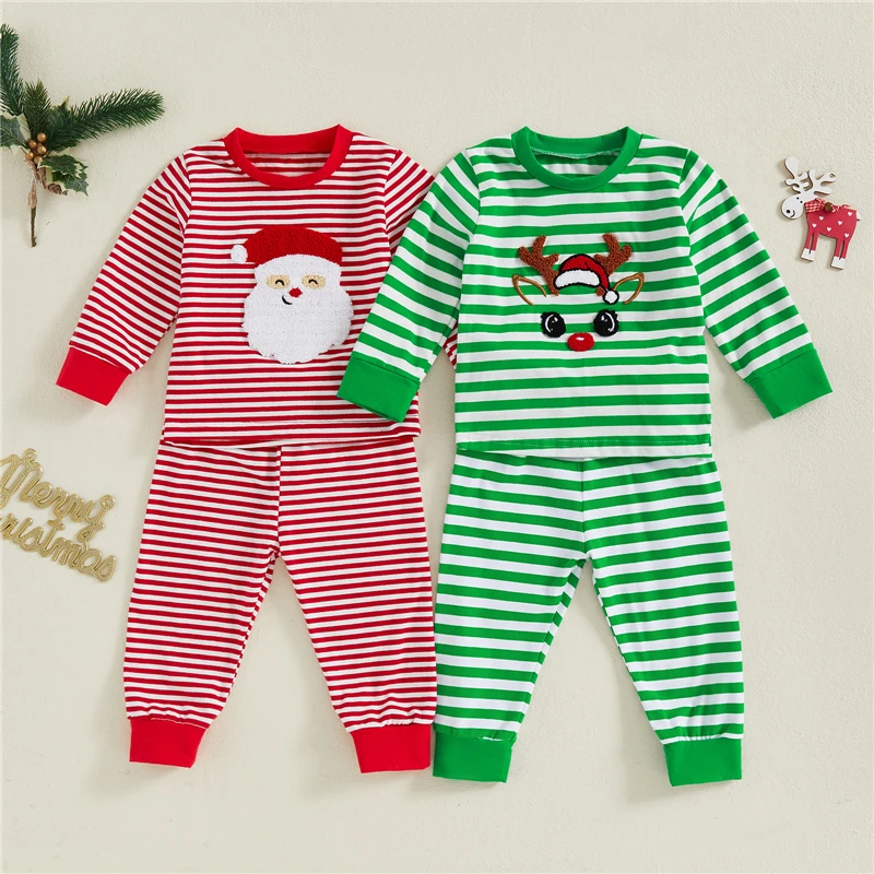 Toddler Boys 2 Pieces Christmas Pajama Set Long Sleeve 2006 2011 2106 Animal Santa