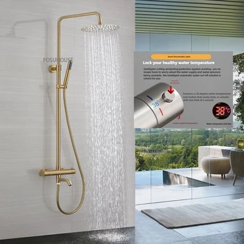 เทอร์โมสตัทฝักบัวก๊อกน้ําชุดครัวเรือนก๊อกน้ํา 304 สแตนเลสห้องน้ําระบบสเปรย์มือถือและหัวฝน 1