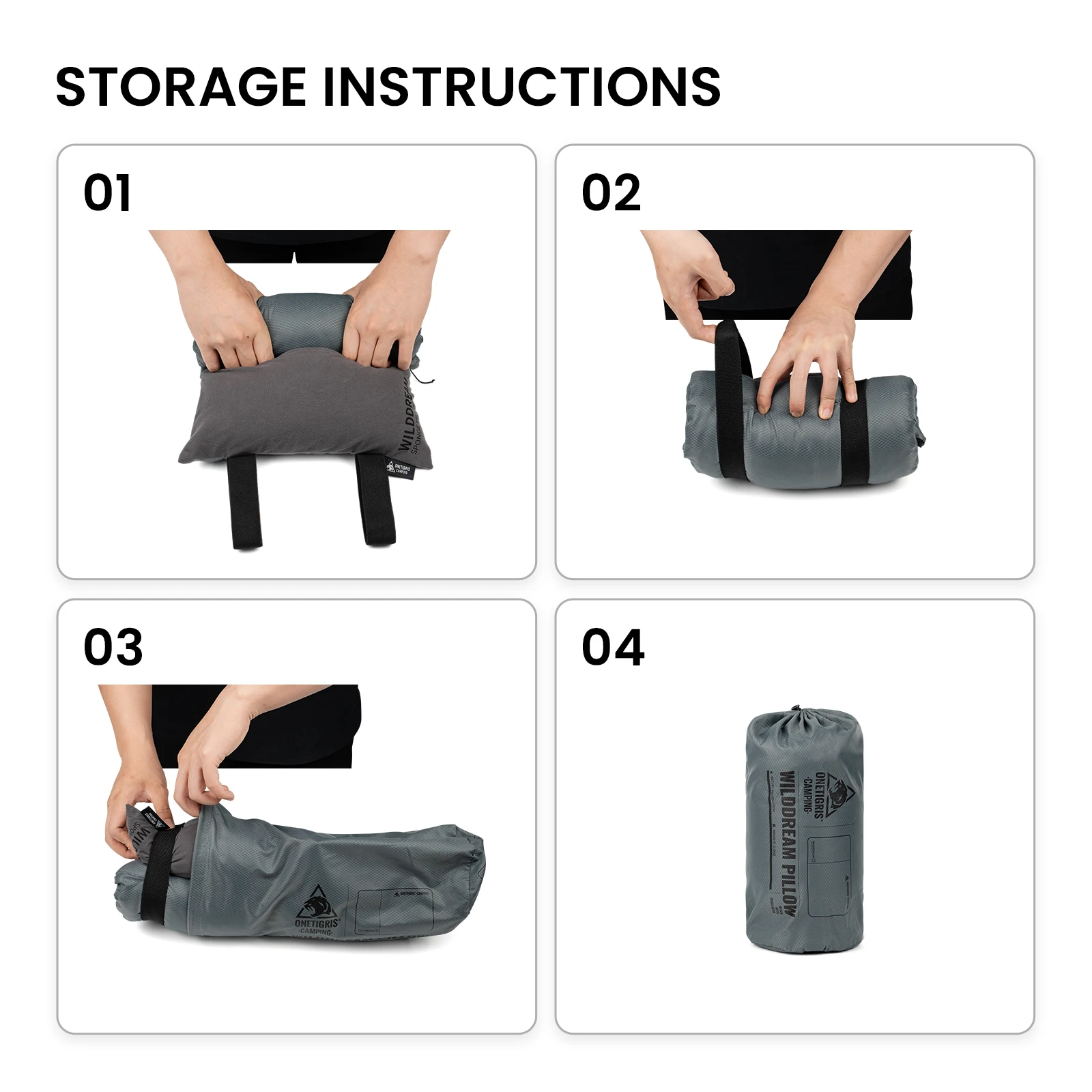 ONETIGRIS Camping-Kissen, ultraleichtes Schwammkissen für Nacken, Lendenwirbelstütze, Rucksackreisen, waschbares Reise-Luftkissen – Detail 11