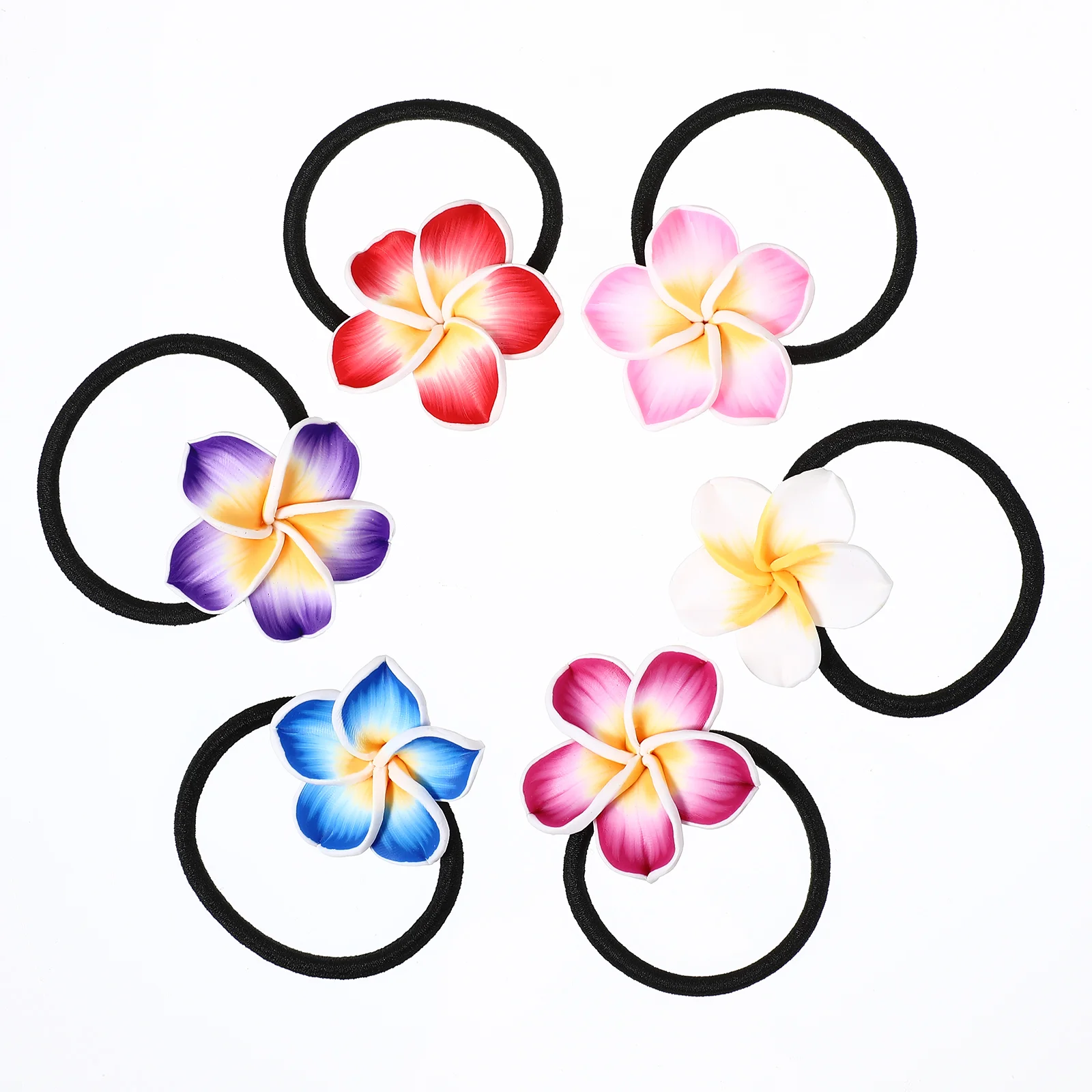 Hair Grips Flower Hairband Ties Elastic Plumeria Hawaiian Decorations Girl Child