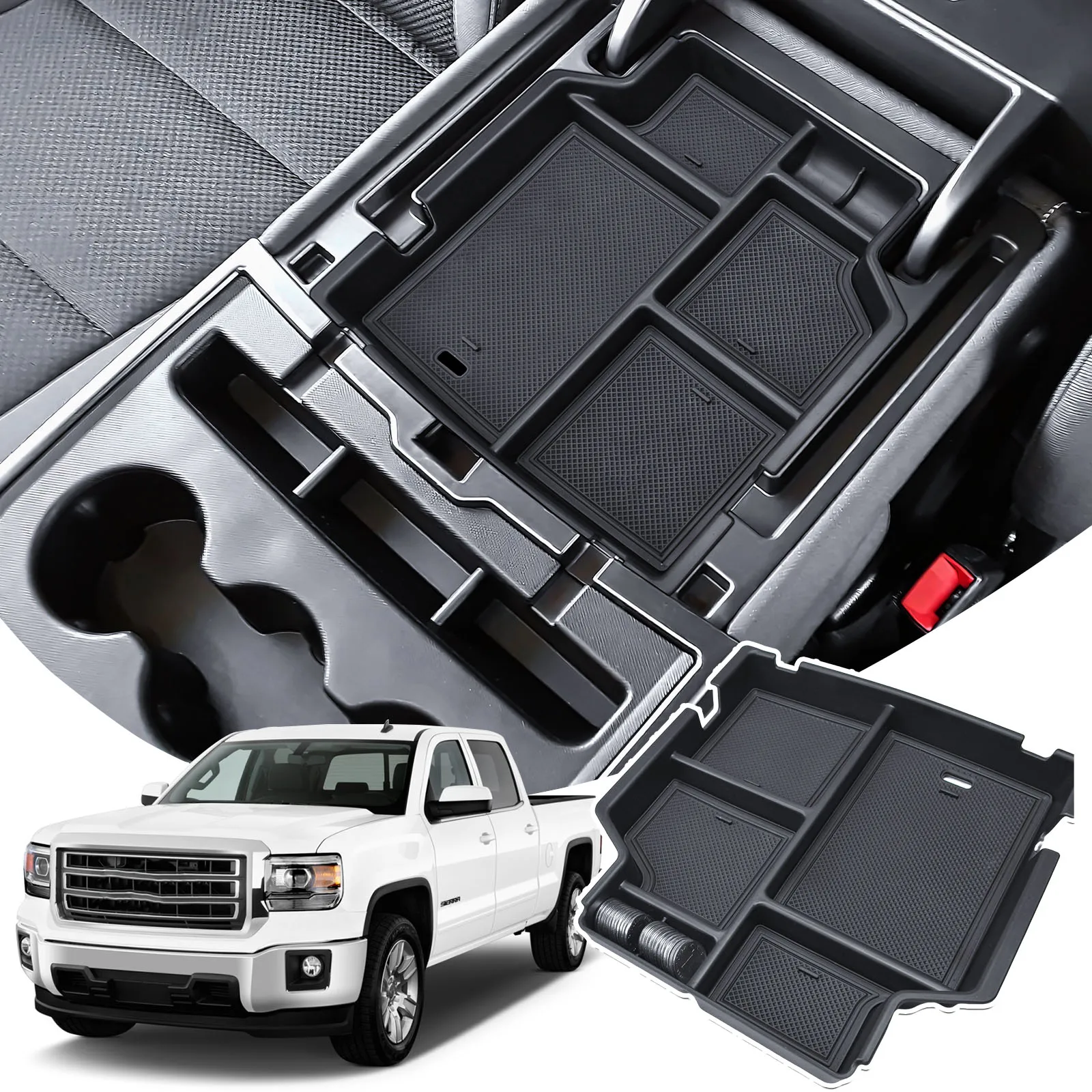 Sixthsmoy Center Console Organizer for 2014-2018 Chevy Silverado 1500 and GMC Sierra 1500 Armrest Storage Box Tray Accessories