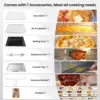 21-in-1 XL Air Fryer Stainless Steel, 32QT Convection Oven Countertop with Dehydrate and Grill. 6 Accessories, Recipes,1800W 6