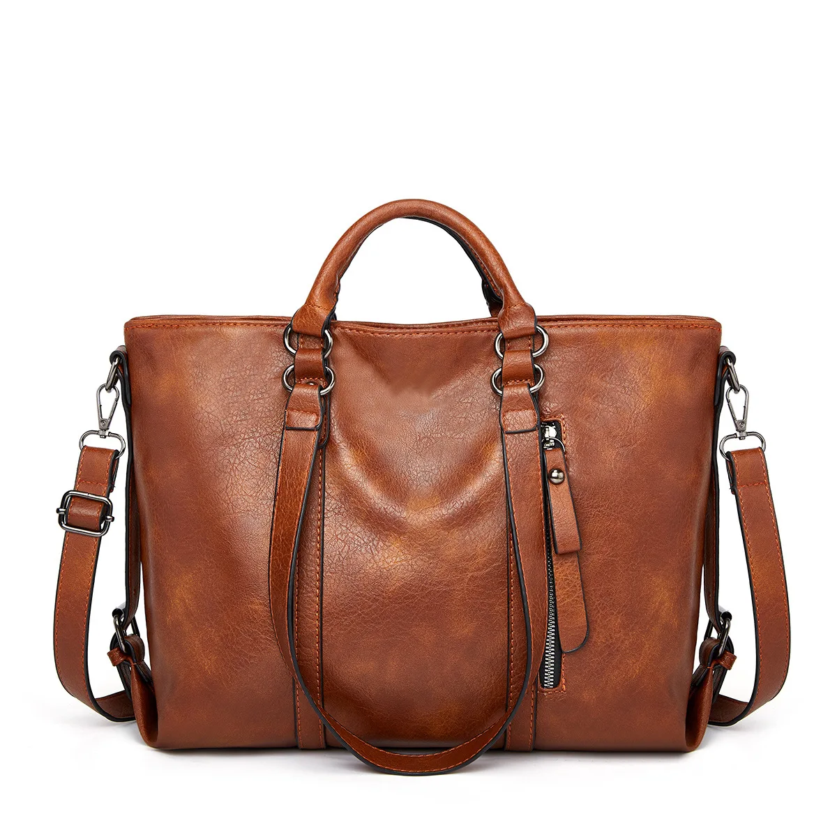 Large Women's Tote Bag, Artificial Leather Long Shoulder Strap Handbag, Single Shoulder Bag A4 Business Office Tote Bag