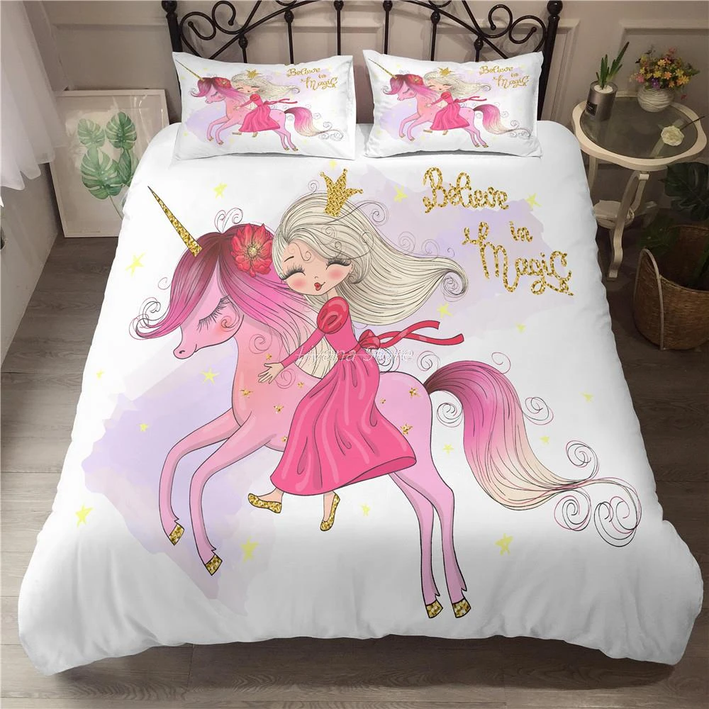 erotisch patroon gunstig Leuke Eenhoorn Kasteel Beddengoed Set Dekbedovertrek Twin Size Bed Voor  Prinses Meisje Gewijd Slaapkamer Decor Beddengoed| | - AliExpress