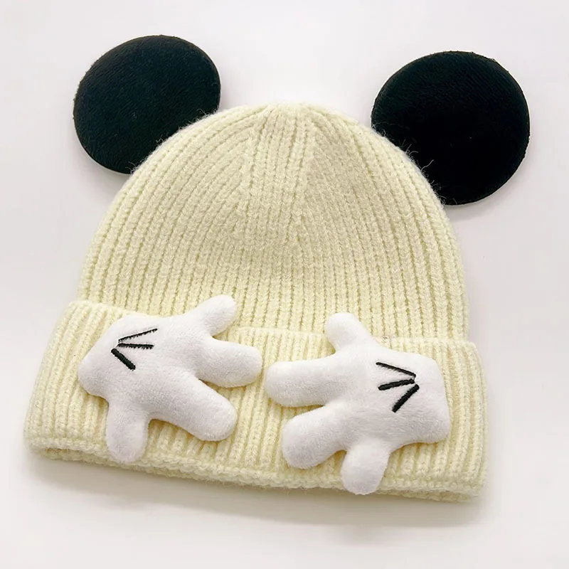 Mouse Ear Knitted Hat For Children Baby Cartoon Winter Woolen Pullover Cap Gift 2025