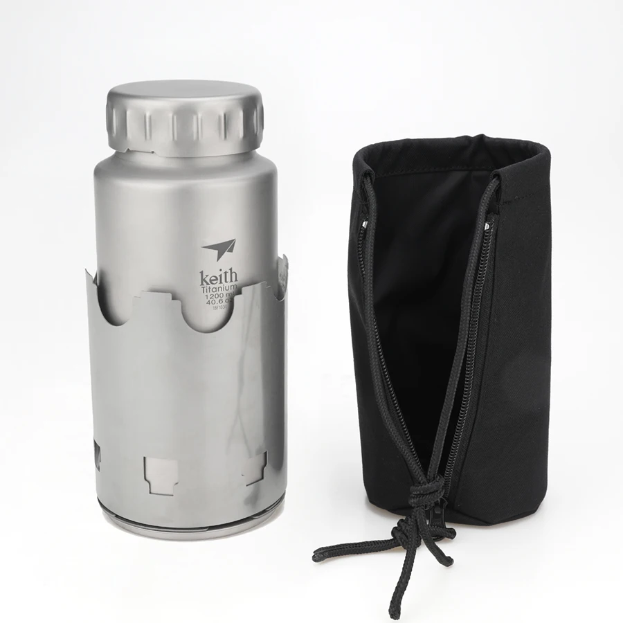 Titanium Nesting Camp Set-Bottle Mug Wood Stove Canvas Carry Bag for Camping Hiking
