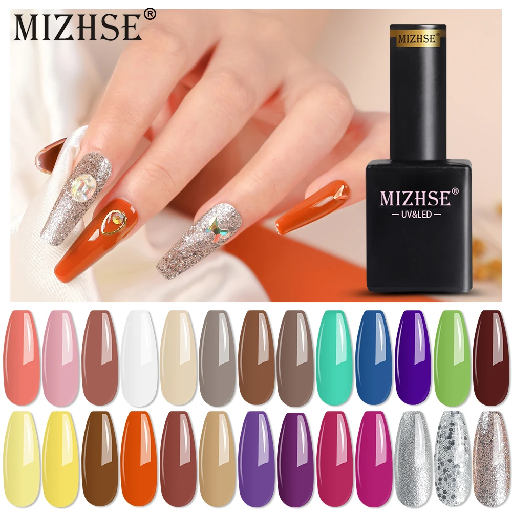 

MIZHSE 15ml Gel Nail Polish Semi Permanent Nail Art Varnish Hybrid Color Soak Off UV/LED Gel Polish for Nails Manicure Design