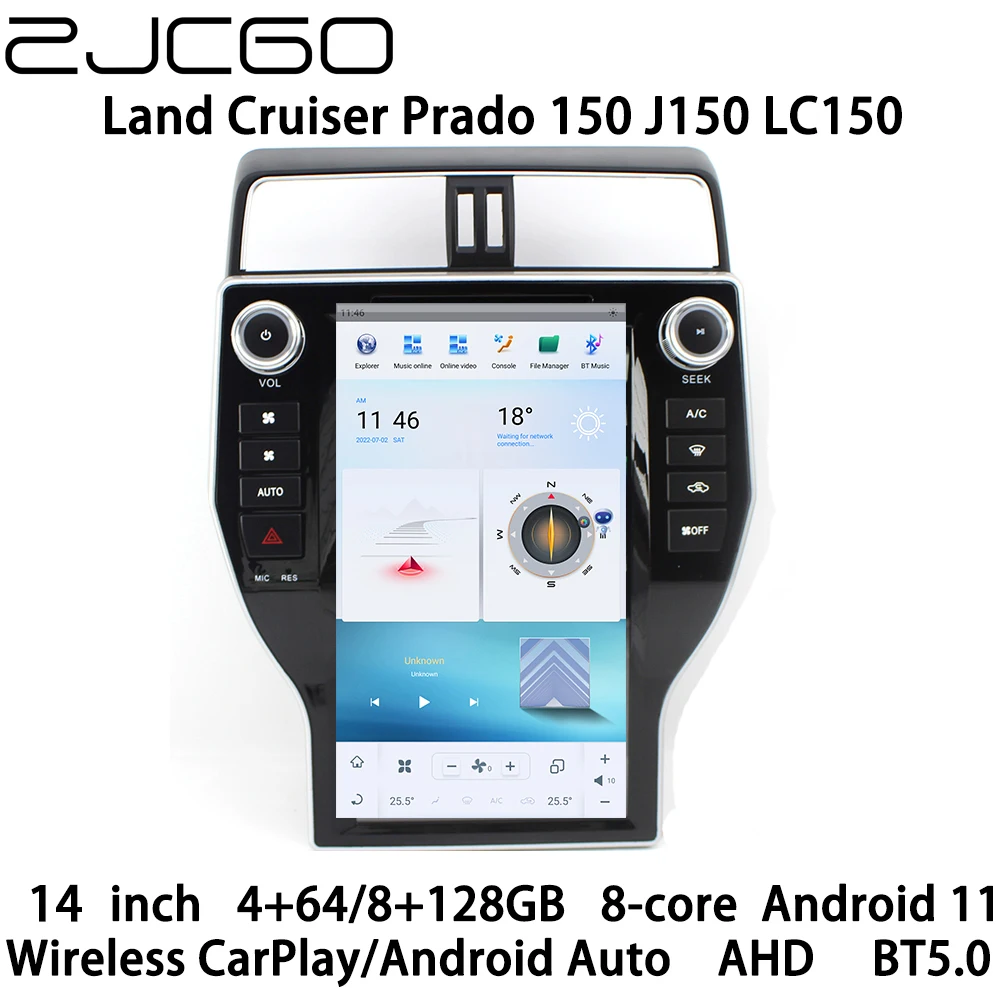 

Мультимедийный плеер ZJCGO, стерео, GPS, радио, навигация, Android 11, экран для Toyota Land Cruiser Prado 150 J150 LC150 2017 ~ 2022