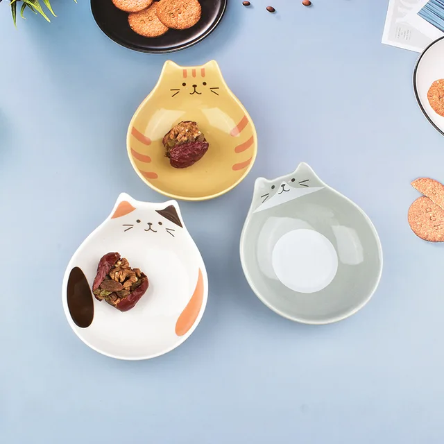 Japanese Cartoon Ceramic Cat Face Salad Bowl Cat Shape Dessert Rice Bowl Children's Tableware Home Kitchen Supplies Dinnerware 4