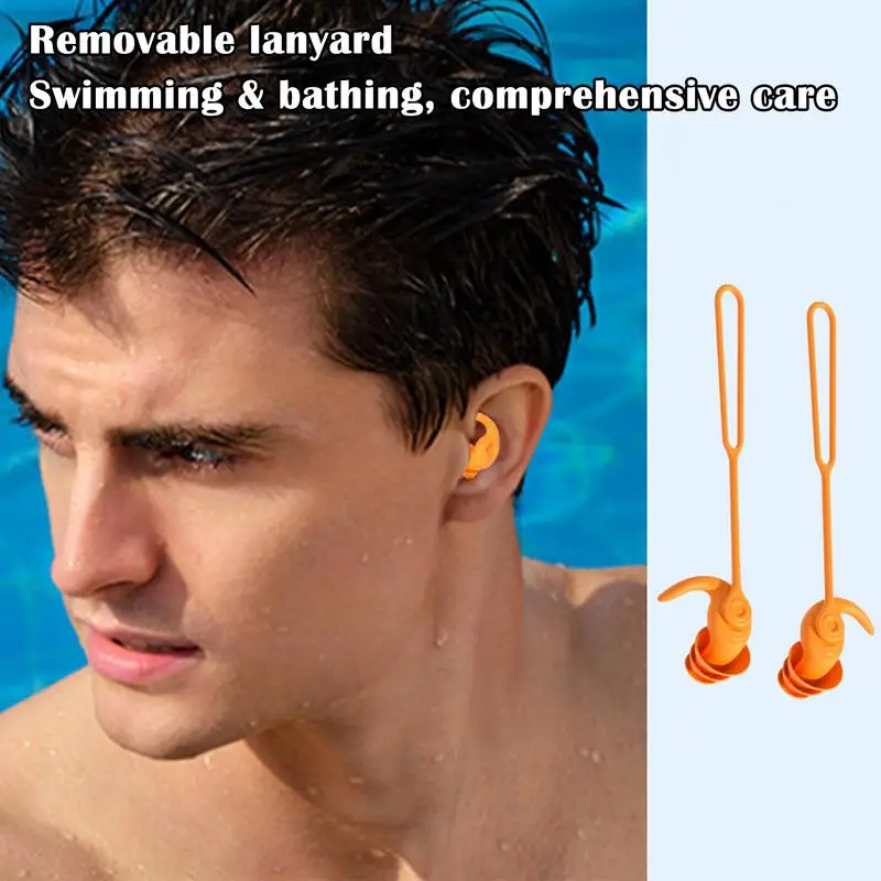 Silicone Corded Ear Plug Protector Reusable Anti Lost Hearing Protection Noise Reduction Safe Swimming Work Earplugs With Rope 4