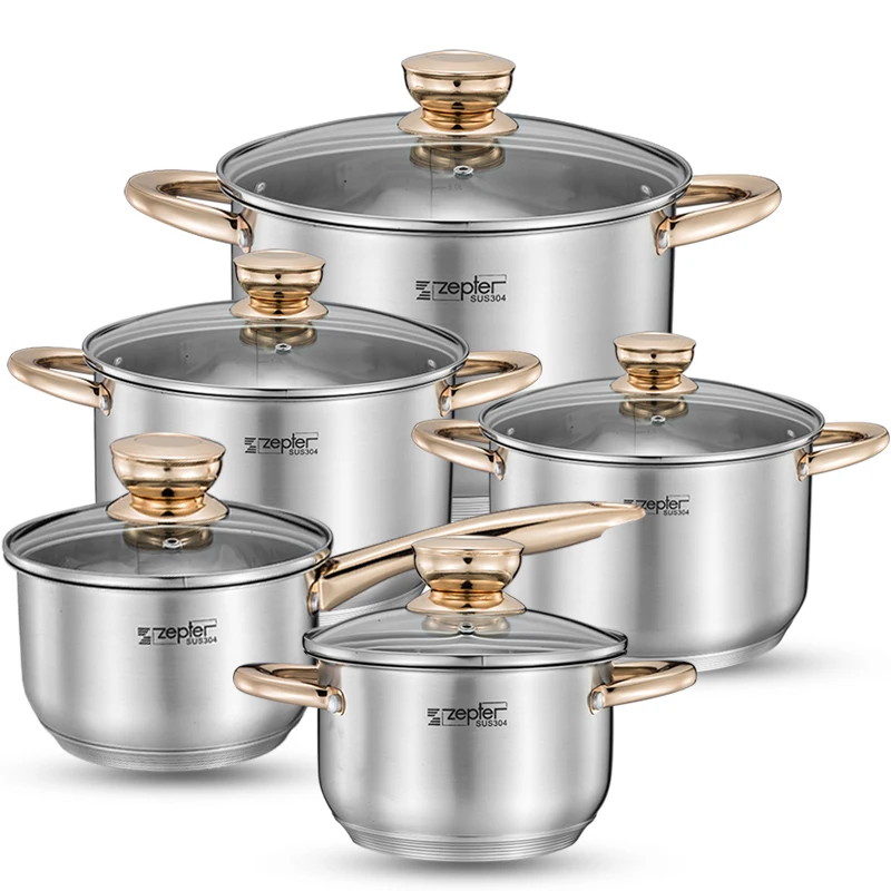 High Quality Germany Technical 304 Stainless Steel European-style 9pcs  Cookware Set Noble Elegant Kitchen Utensil Cooking Tool - Cookware Sets -  AliExpress