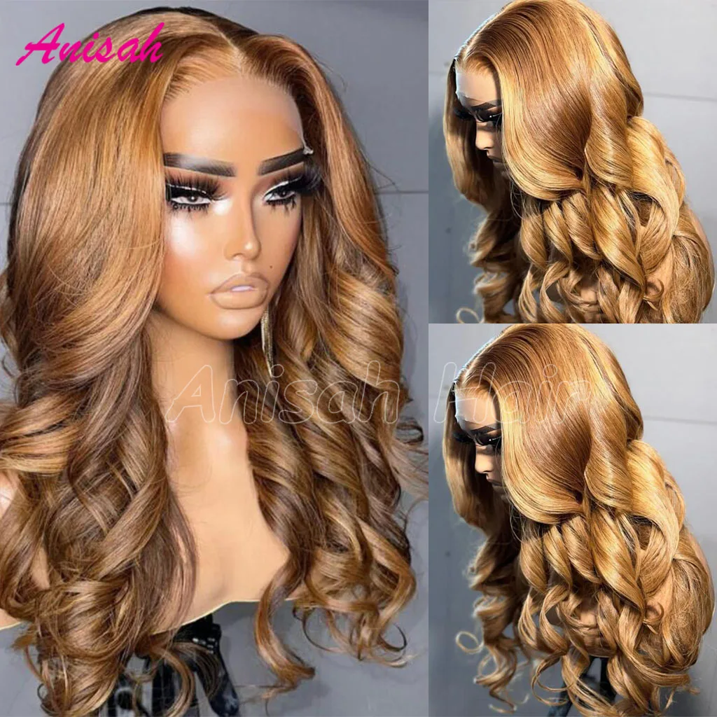 

Brazilian Remy Hair Loose Deep Wave 13x4 Lace Frontal Wig Human Hair Honey Blonde Highlight Lace Front Human Hair Wigs PrePluck