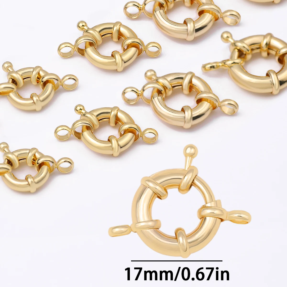 Elegant White & Gold Round Spring Clasp Hooks