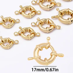 Elegant White & Gold Round Spring Clasp Hooks - 1 pcs (17mm Gold Color)