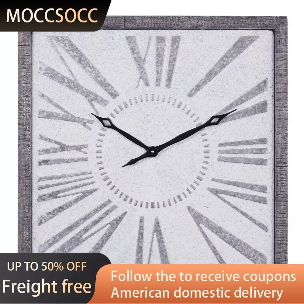 

25" Gray Metal Wall Clock Freight Free Modern Home Decoration Products Room Ornaments Home Decorations for Living Room Design