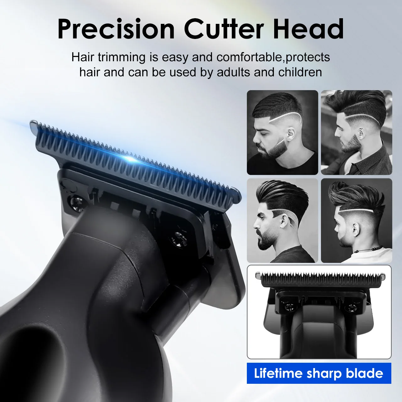 Solimpia LCD Digital Display Hair Shears with 0 Blades Salon-Specific Engraving Shears USB-Charged Lettering Clippers