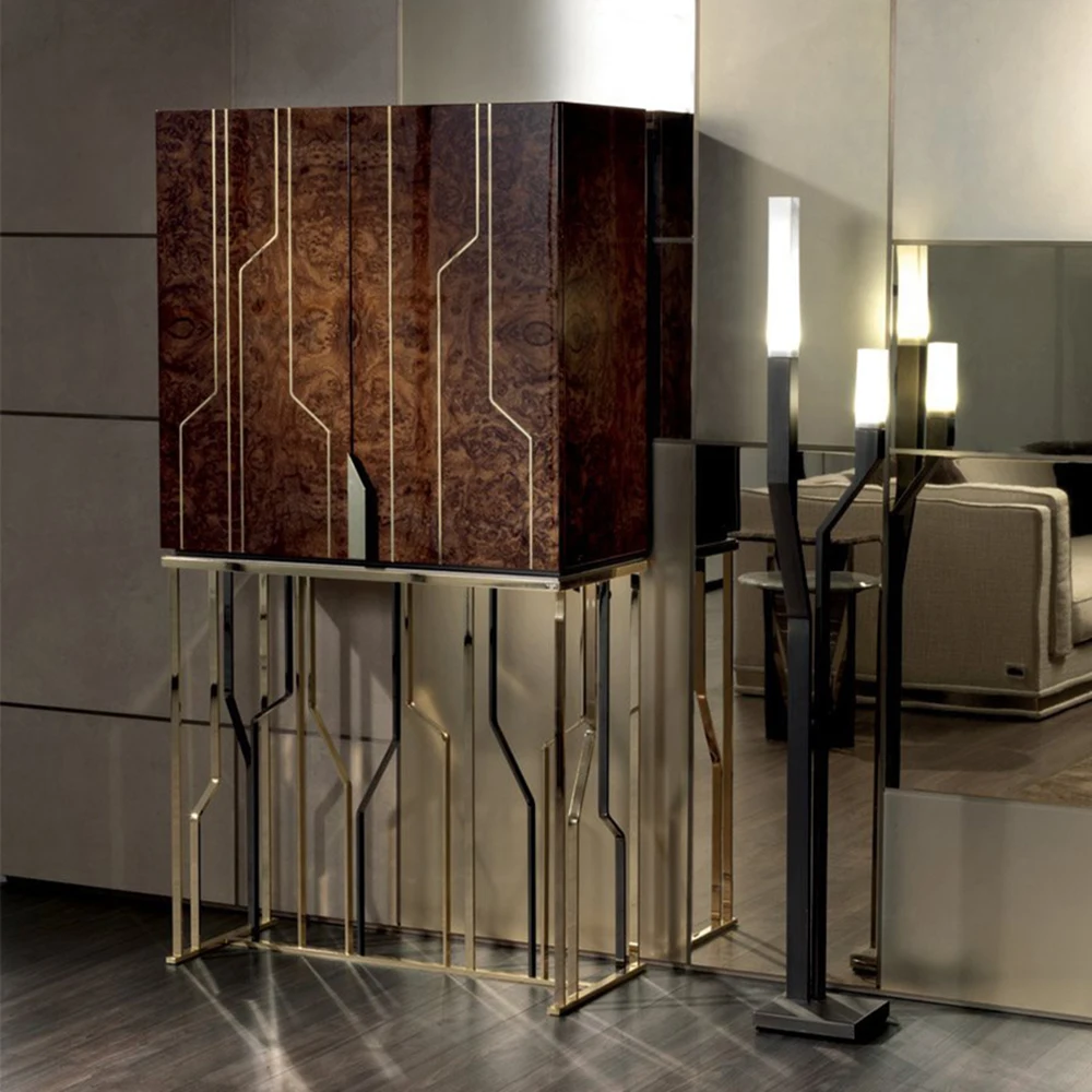 most fashionable China modern style metal wooden high quality sideboard furniture delicate home decor cabinet for apartment