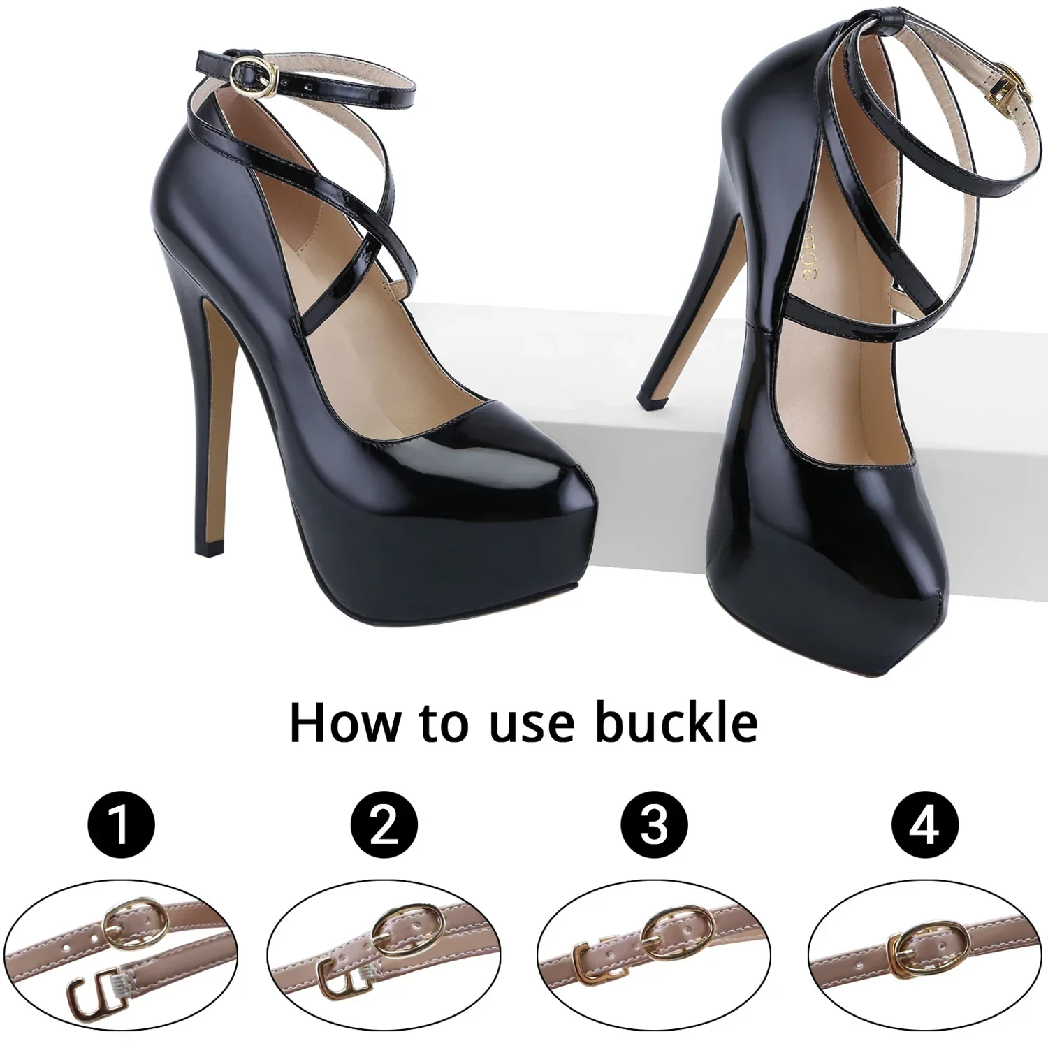 Ankle strap Cross-dresser Unisex Men's Pumps Queen Shoes Sexy 14cm Nightclub Style High Heels Party Platform Shoes Large Size 44 6