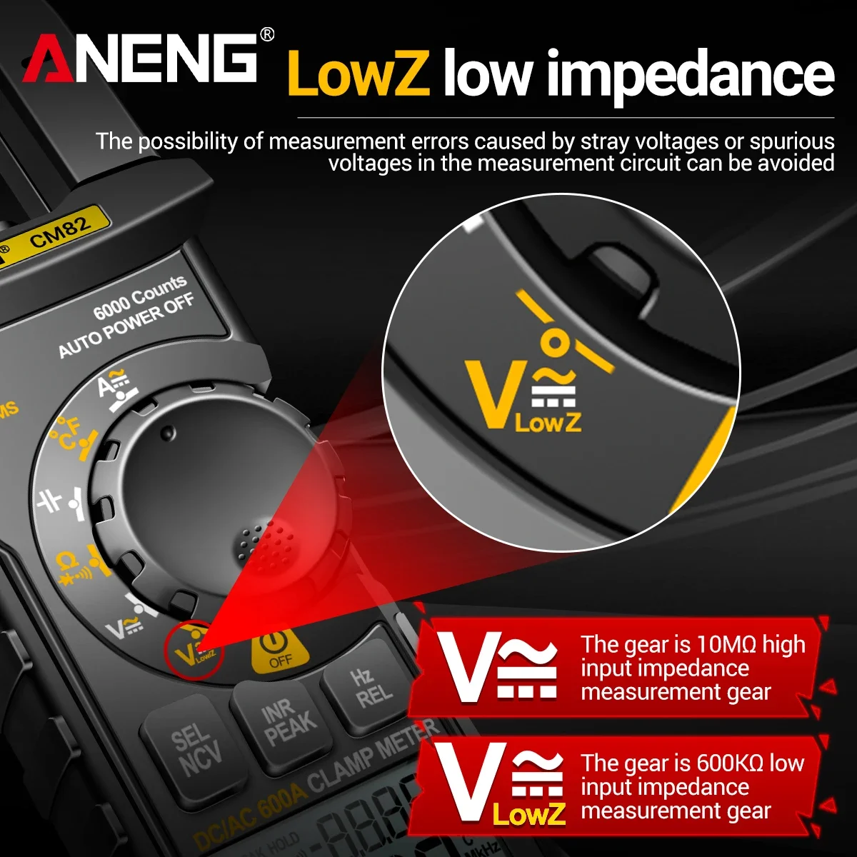 ANENG CM82 클램프 게이지 True RMS 600A AC/DC 600V AC/DC 전압 NCV 전기 기술자용 전기 테스트 전용 미터