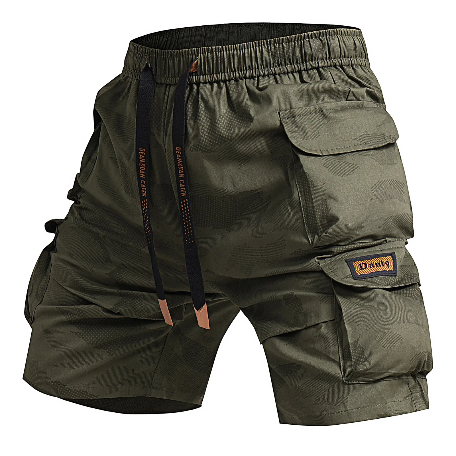 Men’s oversized cotton cargo shorts with elastic waist casual gym jogging shorts 01