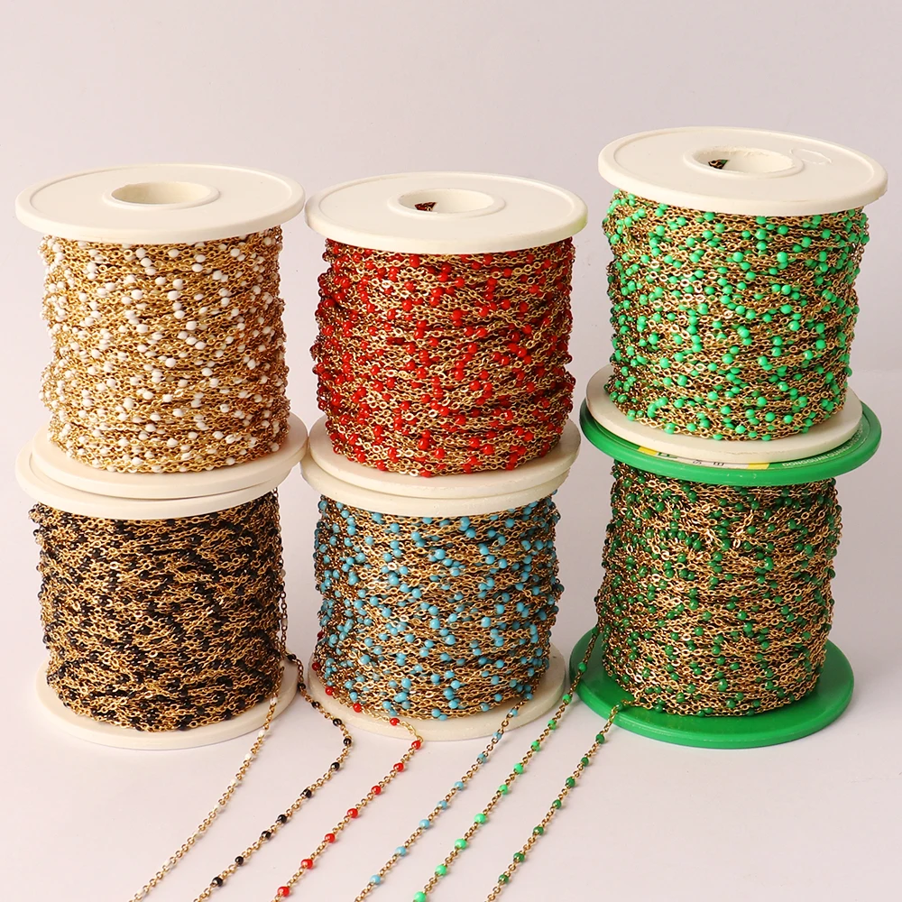 1 Meter Multi-Color Stainless Steel Enamel Flat Link Cable Chains