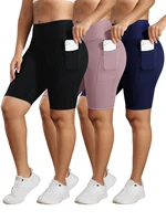 Solid Color Women Shorts with 3 Pockets Butt Lifting Workout Tights Stretch Athletic Five-pointed Pants Outdoor Fitness Shorts - Image 3