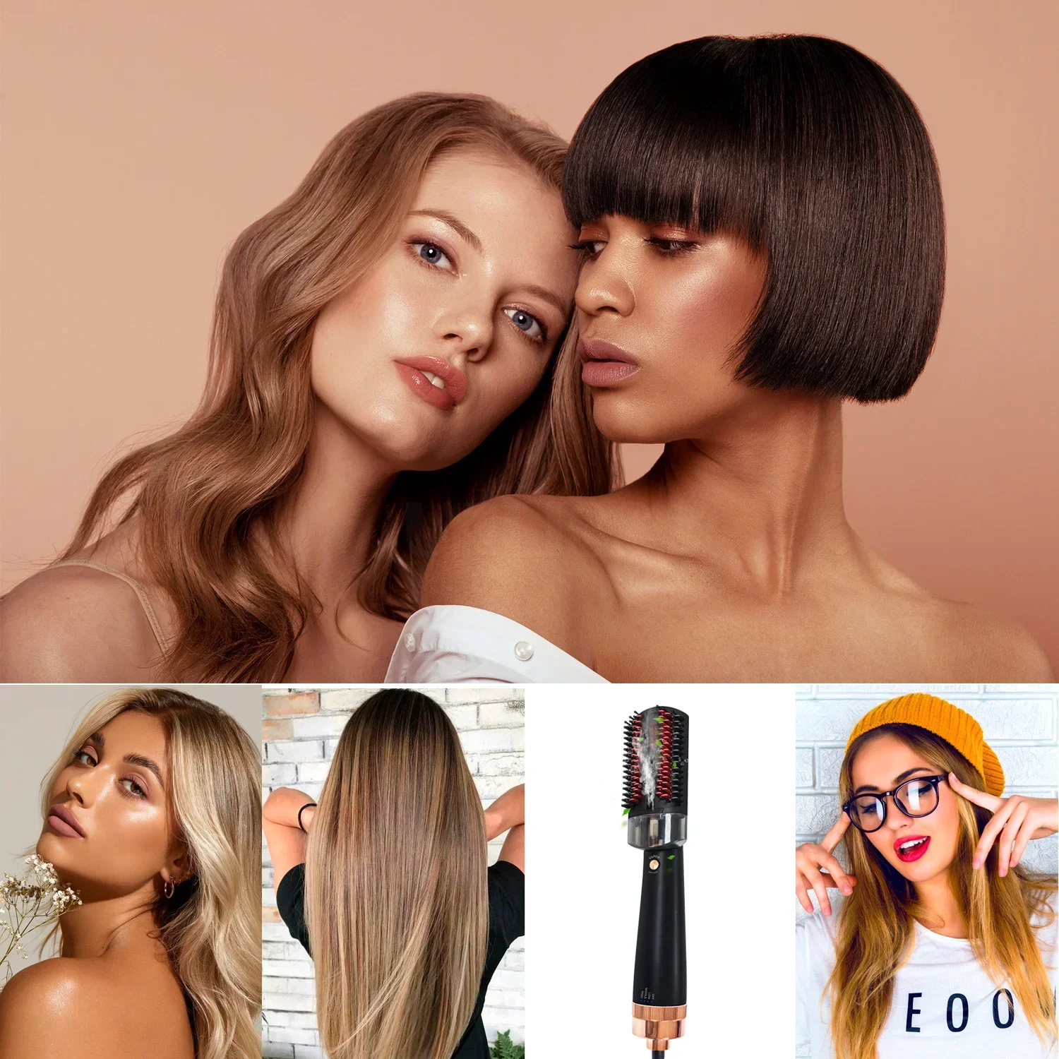 Infrared Hair Steamer Brush Straightening Hot Air Blow Dryer Women Hair Comb Straightener