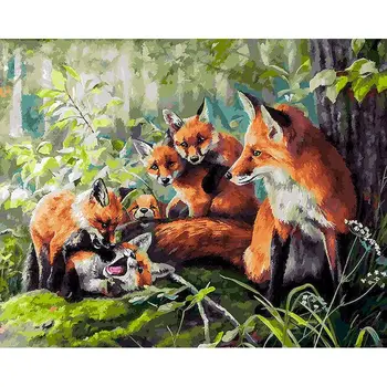 GatyzQuantité-Peinture à l'huile par numéros, renard, animal, pour adultes, coloriage par numéros sur toile, cadeau unique, décoration de maison 1