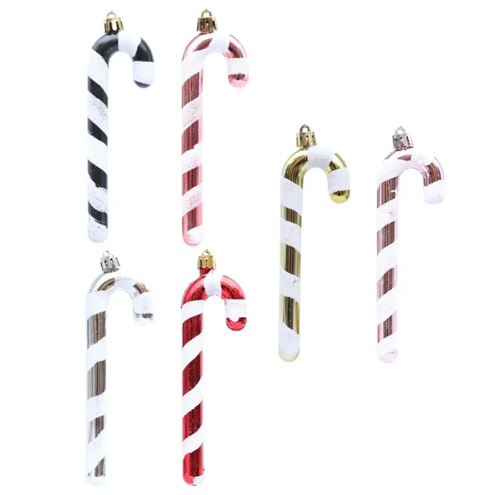 4pcs Colorful Christmas Candy Cane Pendant Shatterproof Plastic Lollipop Cane Pendant Electroplated Christmas Tree Pendant