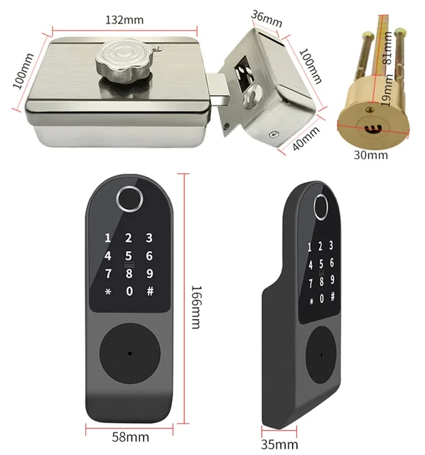 No Wiring Waterproof TTLock App Smart Lock Digital Passcode RFID Card Tuya Wifi Fingerprint Electronic Rim Lock For Gate Garden 4