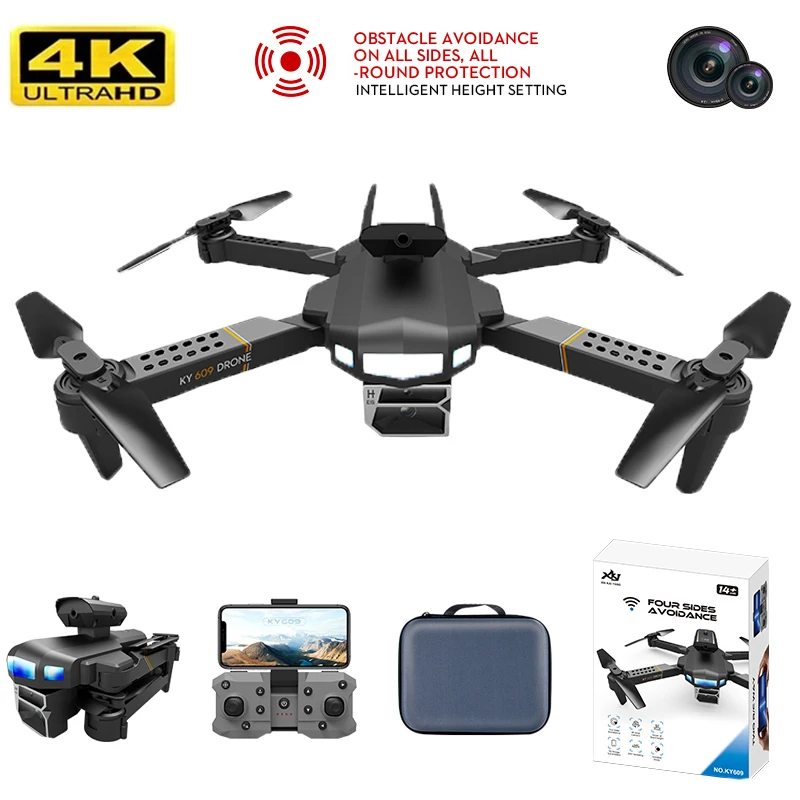 New KY609 Mini Drone 4k Hd Dual Camera Remote Control Aircraft Obstacle Avoidance Foldable Quadcopter Toy