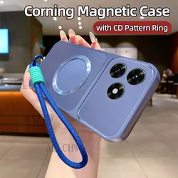 Shockproof Matte Magnetic Soft TPU Hand Strap Phone Case for Honor 400 Smart 4G (Blue)