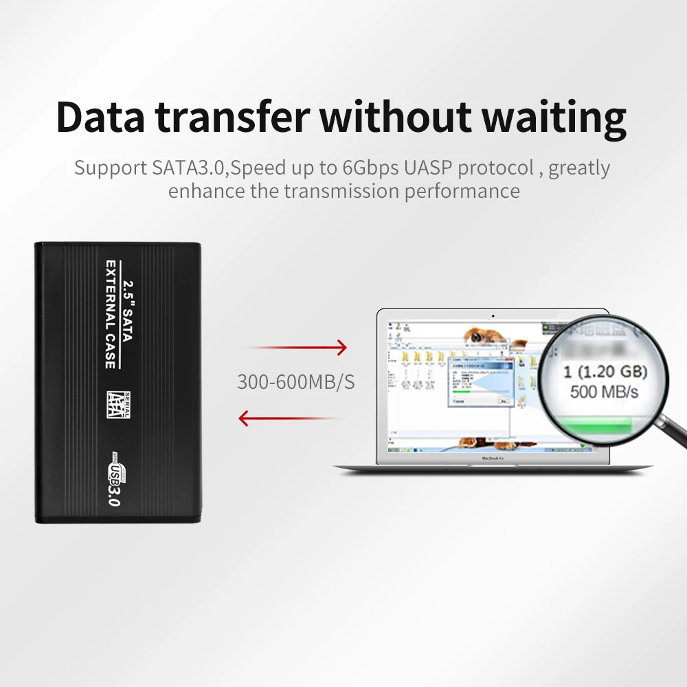 TISHRIC- HD ̽ 2.5 HDD ̽ SSD ϵ ̺ ڽ Ŭ SATA to USB 3.0/2.0 ϵ ũ ̽ , ִ 6Gbps 10 ׶Ʈ