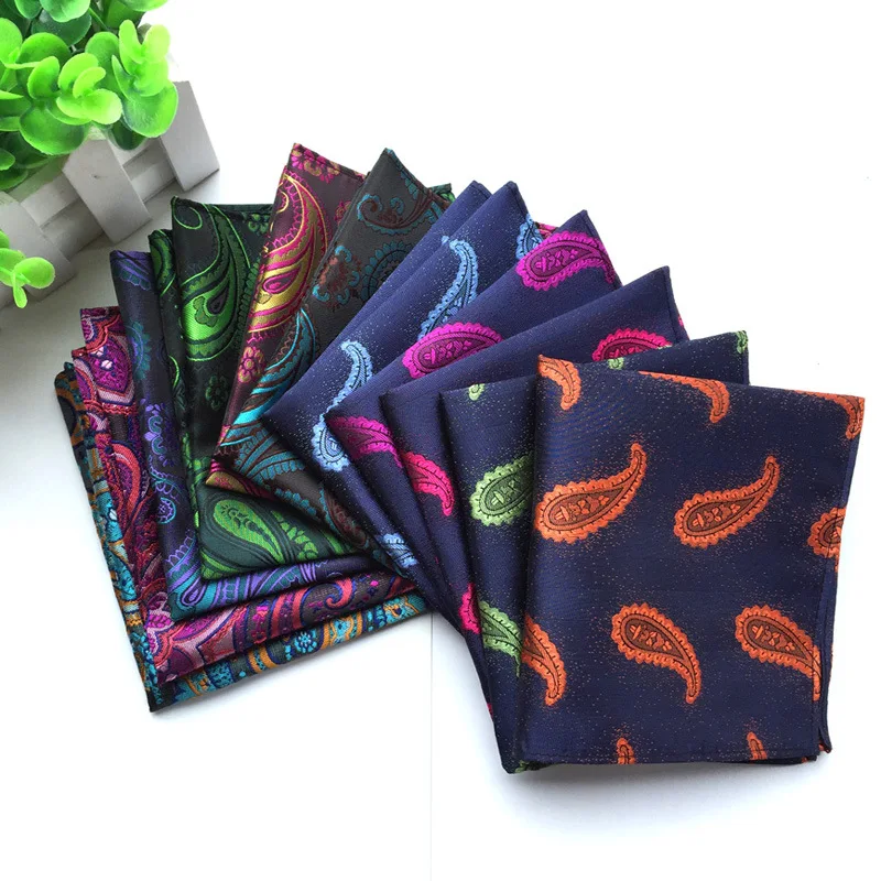 Popular Fashion Handkerchief Men Customized Jacquard Square Towel Paisley Pocket Square Luxury Accesoire Costume Homme luxury men paisley floral jacquard silk wedding formal cravat ascot gentleman necktie pocket square handkerchief neckerchief set