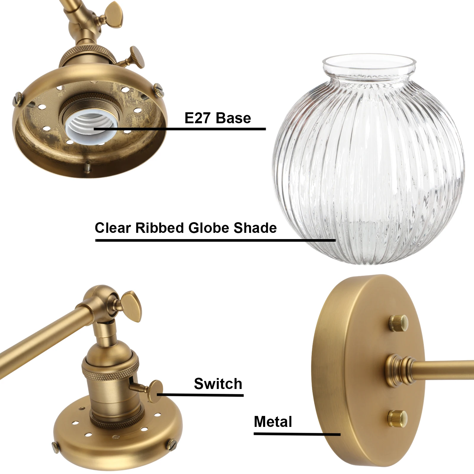 Wall Sconces Phansthy Vintage with Globe Glass Shade 2 Lights Double Head Wall Lights with Switch Retro Style Rustic Lamps led light led wall lamp wall light