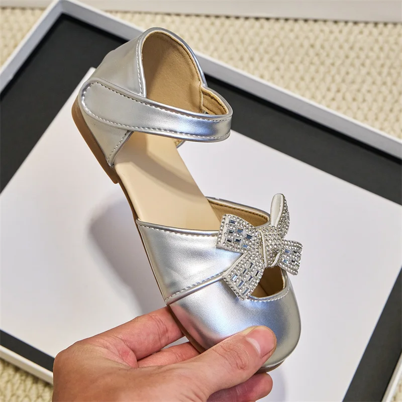 Girls Summer Sandals with Shiny Bow Non Slip