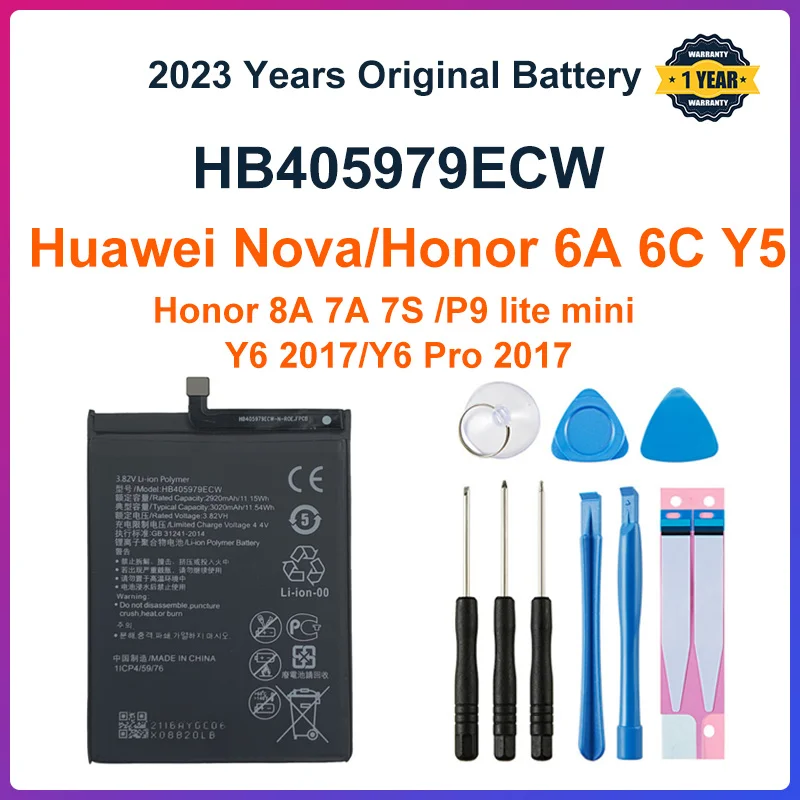 

3020mAh Phone Battery for HUAWEI HB405979ECW Honor 6A 6C 8A 8S 9S Y5 2017 Nova Lite 2017