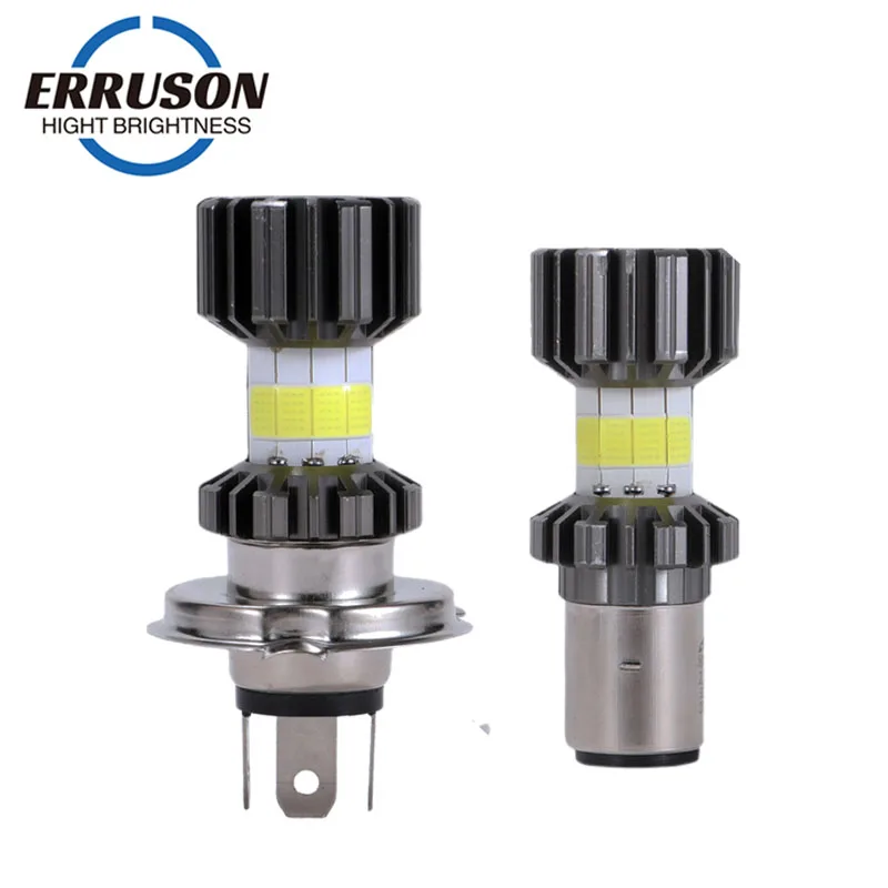 Motorcycle LED Headlight Bulb H4/P15D/BA20D 72W 8 COB 1800LM 6000K Hi/Lo Beam