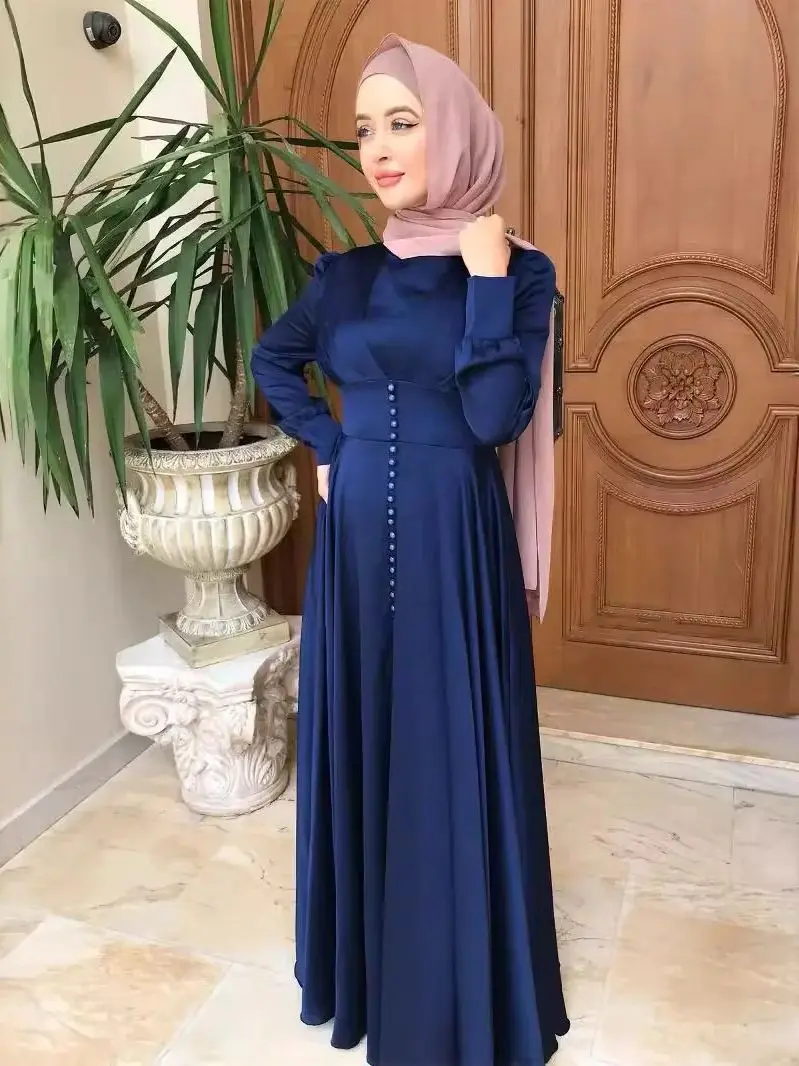 アバヤ　ドレス　ドバイ アバヤ-女性のための刺繍されたイスラム教徒のロングドレス