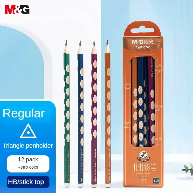 Writing Stationery Eraser Pencil M&G Hole Students' Special Large Triangle Pole Posture 12 Pcs/box