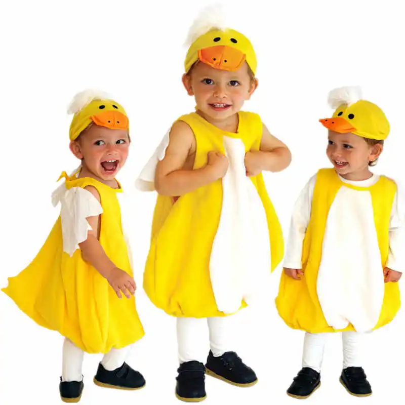 Baby Duck Costume Toddler Yellow Duckling Outfit with Hat Sleeveless Party Clothing Set