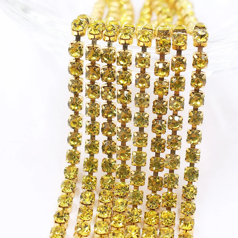 1 Yard Gold Claw Rhinestone Cup Chain