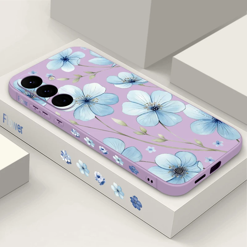 Light Blue Flower Soft TPU Phone Case Cover