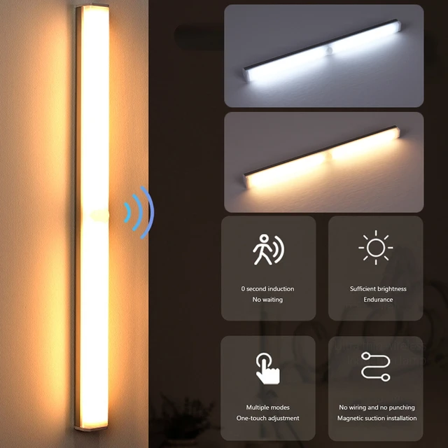 Comprar Luz LED nocturna inalámbrica con Sensor de movimiento, lámpara de  noche para armario, Detector de cocina y dormitorio, luz de fondo para  escalera y armario