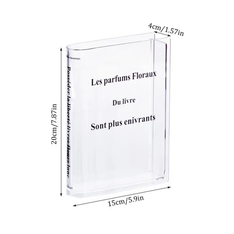 Glass Book Vase Acrylic Clear Book Shaped Unique Vase Artistic And Cultural Flavor Home Decor Products Creative Shaped For Home 6