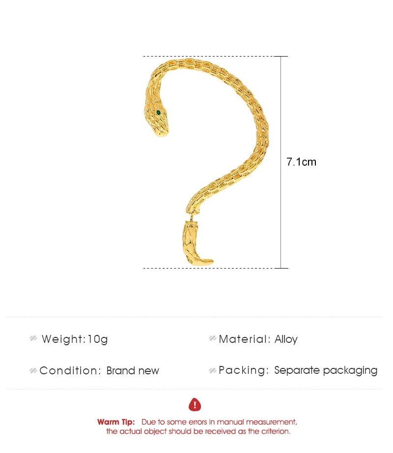 Gold Plated Snake Shape Zircon Clip Earrings Vintage Punk Geometric Animal Earring For Women Trend Party Jewelry WANZHI ear clip earrings clip earrings ear clip ear accessories