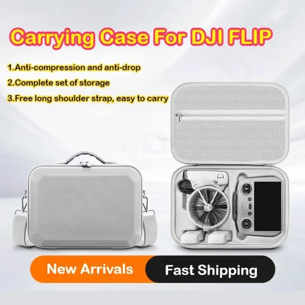 For DJI Flip Storage Bag Protective Carrying Case PU Leather Drop-resistant Hard Shell Handbag for DJI Flip Drones Accessories