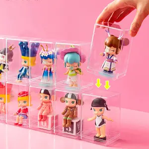 Boîte de rangement,Boîte à stores en acrylique transparent, vitrine de  figurines Pop Mart, Kits - Type White-L 17x30x24cm 3-Layer