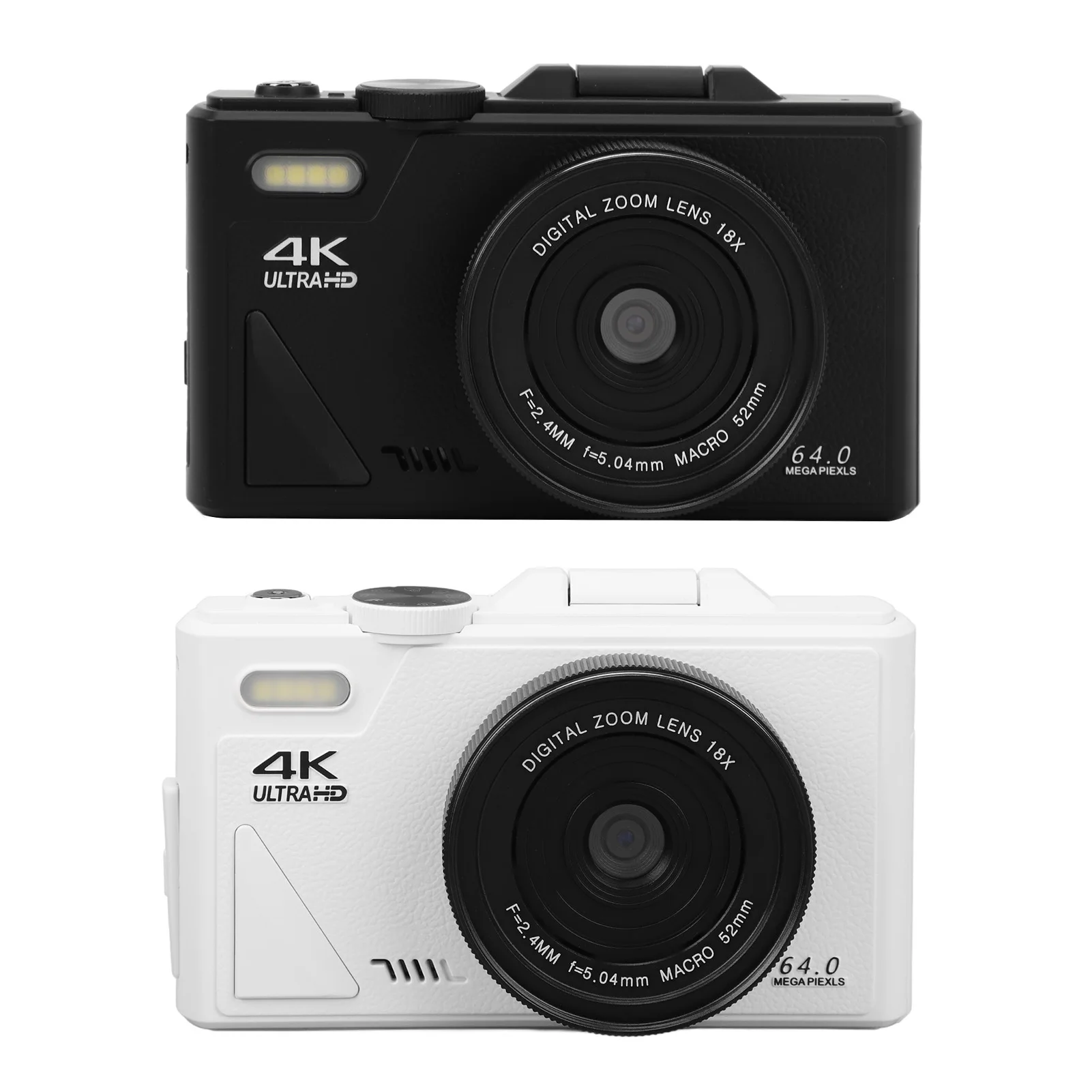 Retro Digital Camera 3 Inch IPS Screen 64MP Slow Motion 18X Zoom Compact Camera UHD 4K Video Pause Function for Vlogging